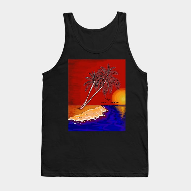 Palm and the Beach Retro Tank Top by Grafititee